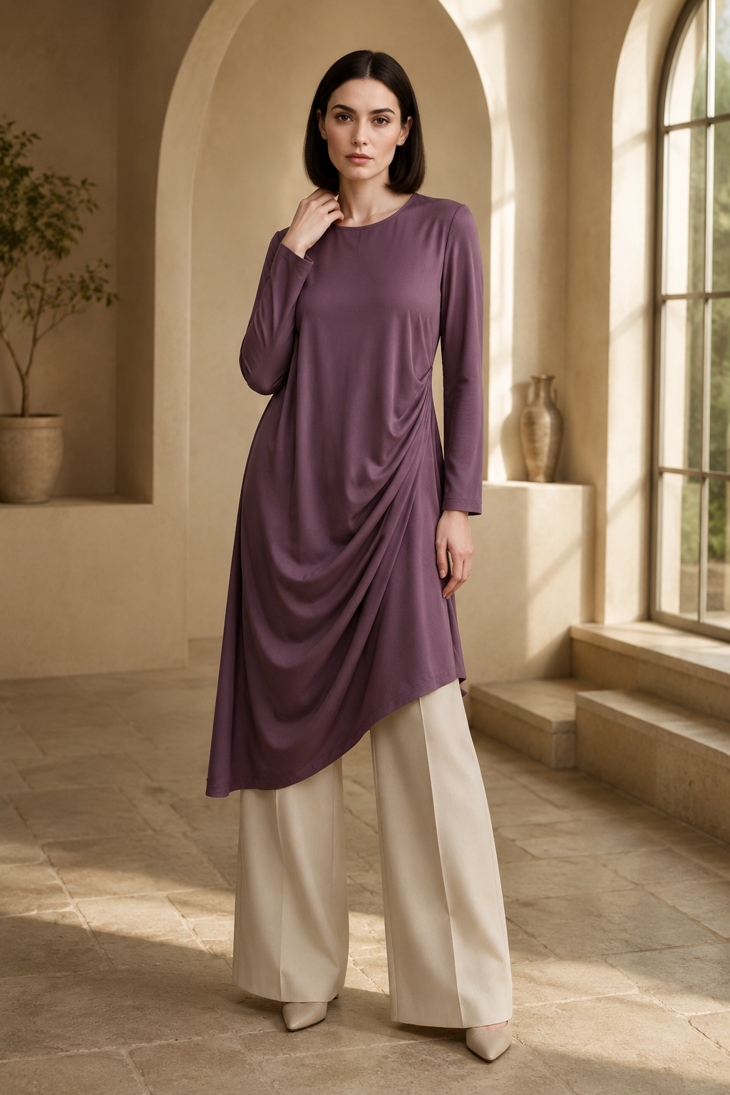 Mira 43 drape tunic occasion preview portrait