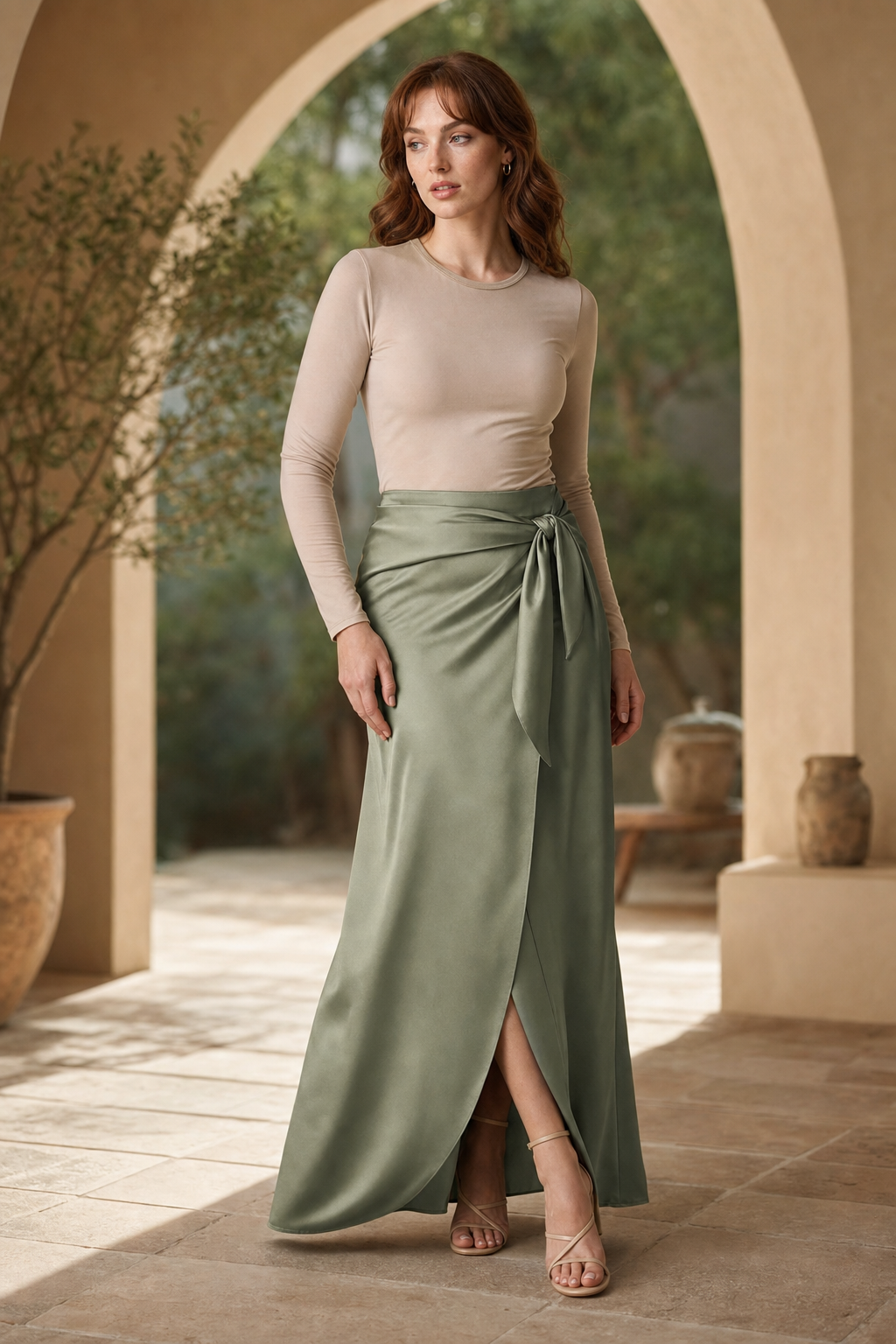 Sage 64 wrap skirt occasion preview portrait