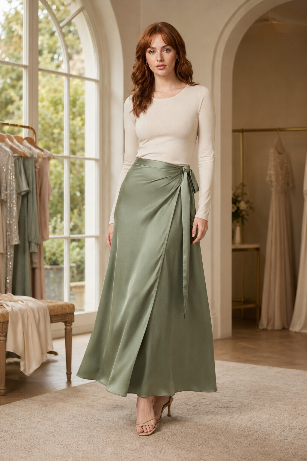 Sage 74 wrap skirt occasion preview portrait