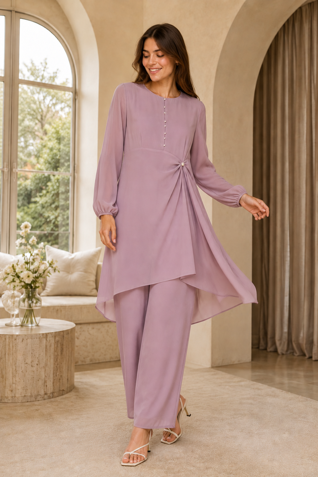 Pearl 82 tunic set soft turn silhouette