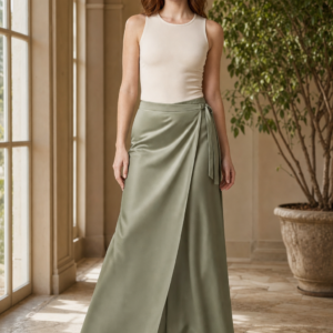 Sage 14 wrap skirt product hero