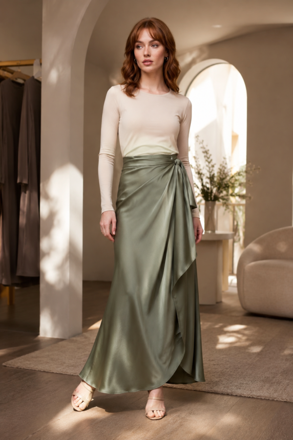 Sage 24 wrap skirt product hero