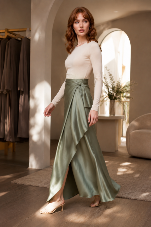 Sage 24 wrap skirt alternate angle