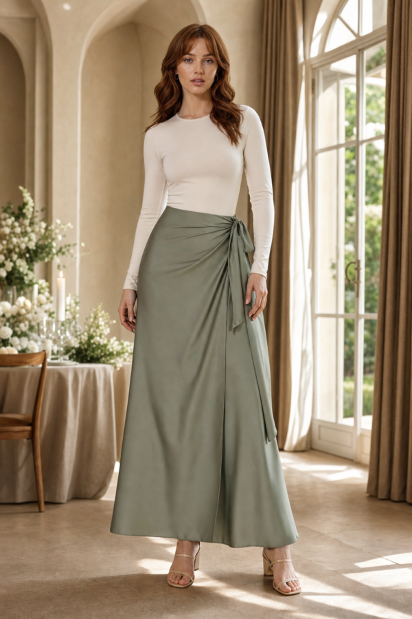 Sage 34 wrap skirt product hero