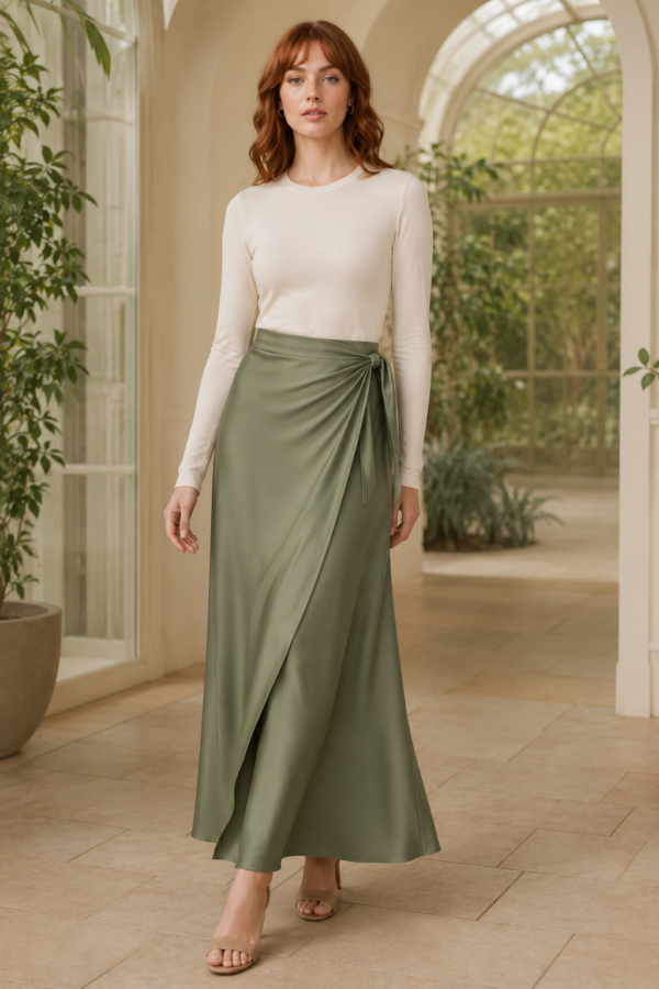 Sage 44 wrap skirt product hero