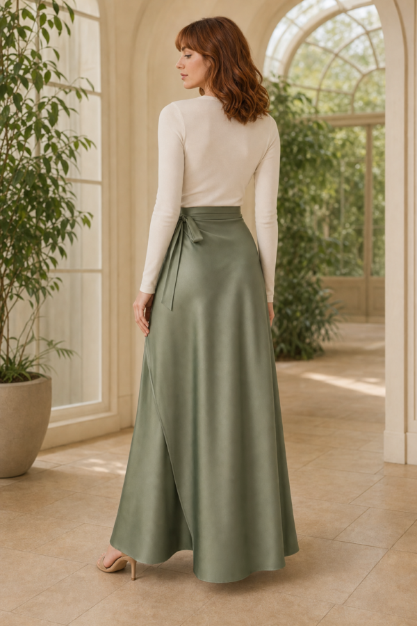 Sage 44 wrap skirt back or construction