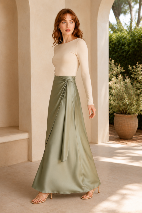 Sage 54 wrap skirt alternate angle
