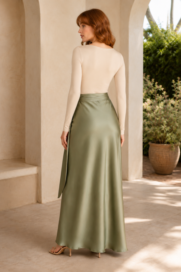 Sage 54 wrap skirt back or construction