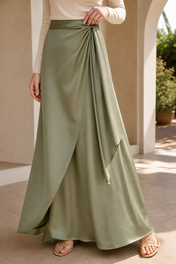 Sage 54 wrap skirt fabric detail