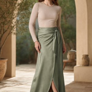 Sage 64 wrap skirt product hero