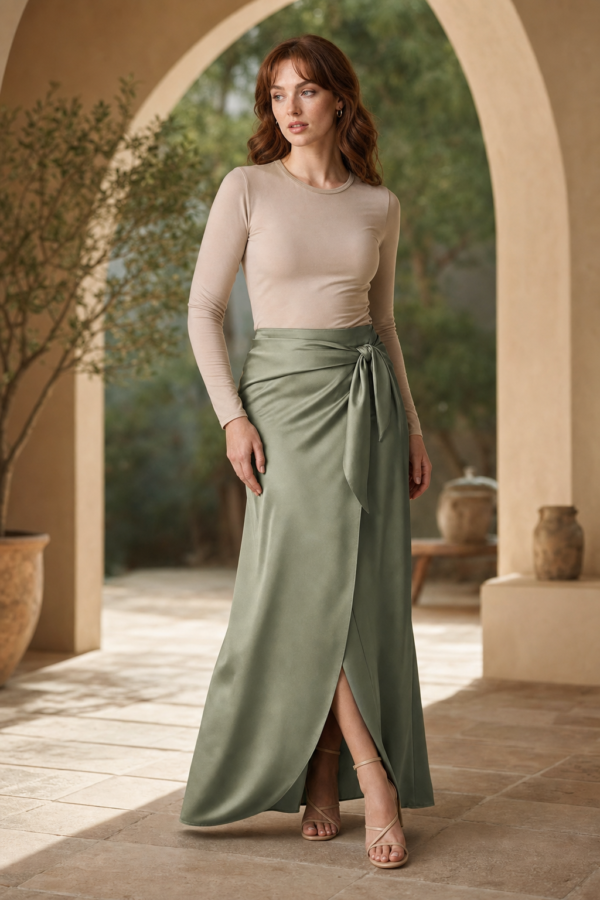 Sage 64 wrap skirt product hero