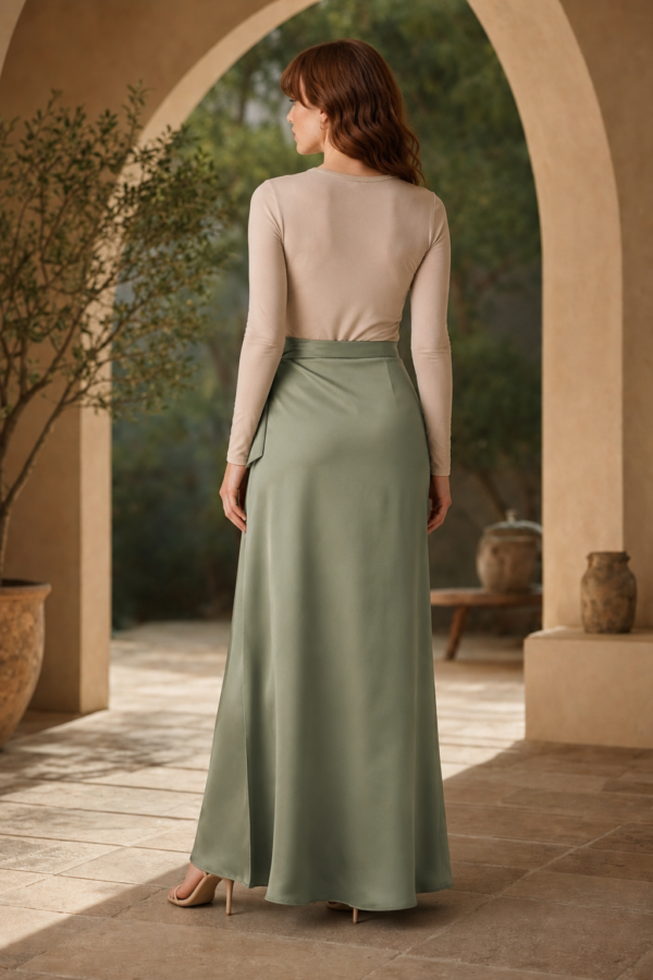Sage 64 wrap skirt back or construction
