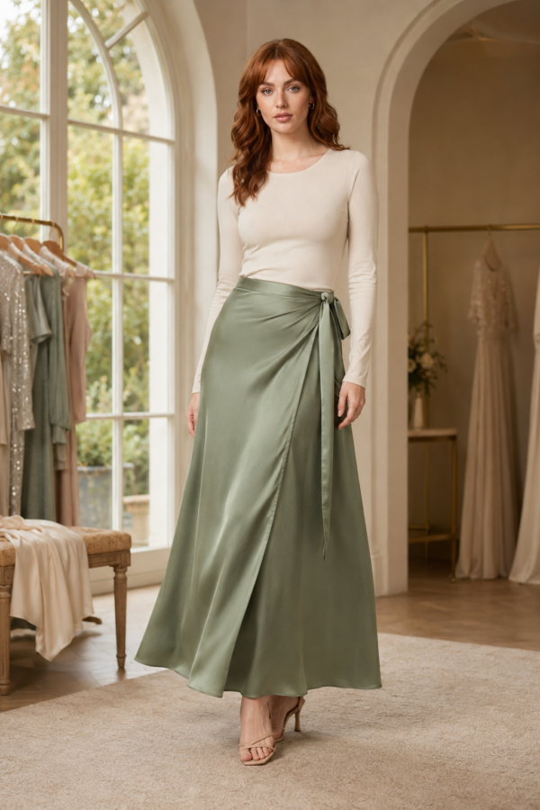 Sage 74 wrap skirt product hero