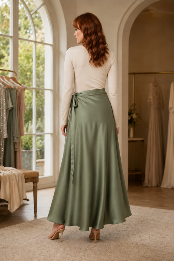 Sage 74 wrap skirt back or construction