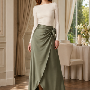 Sage 84 wrap skirt product hero