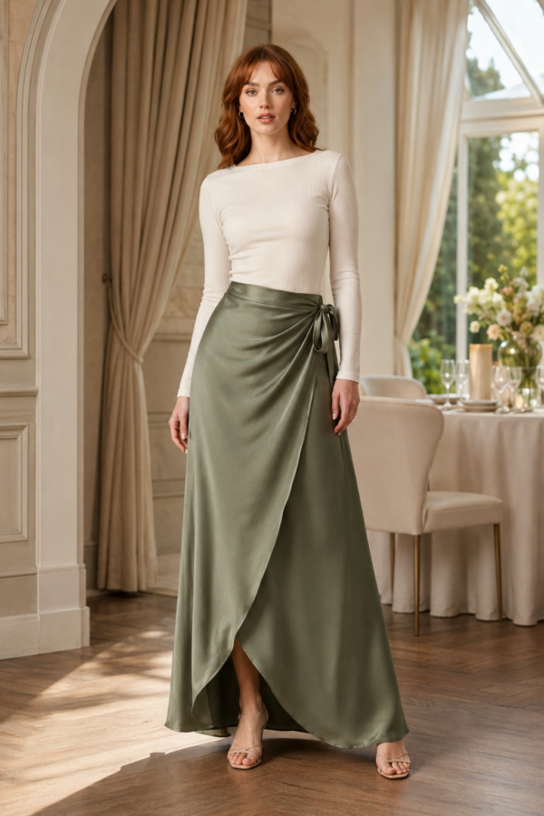 Sage 84 wrap skirt product hero