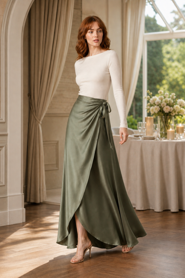 Sage 84 wrap skirt alternate angle