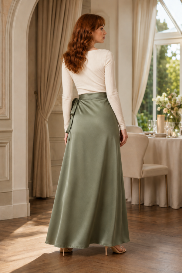 Sage 84 wrap skirt back or construction