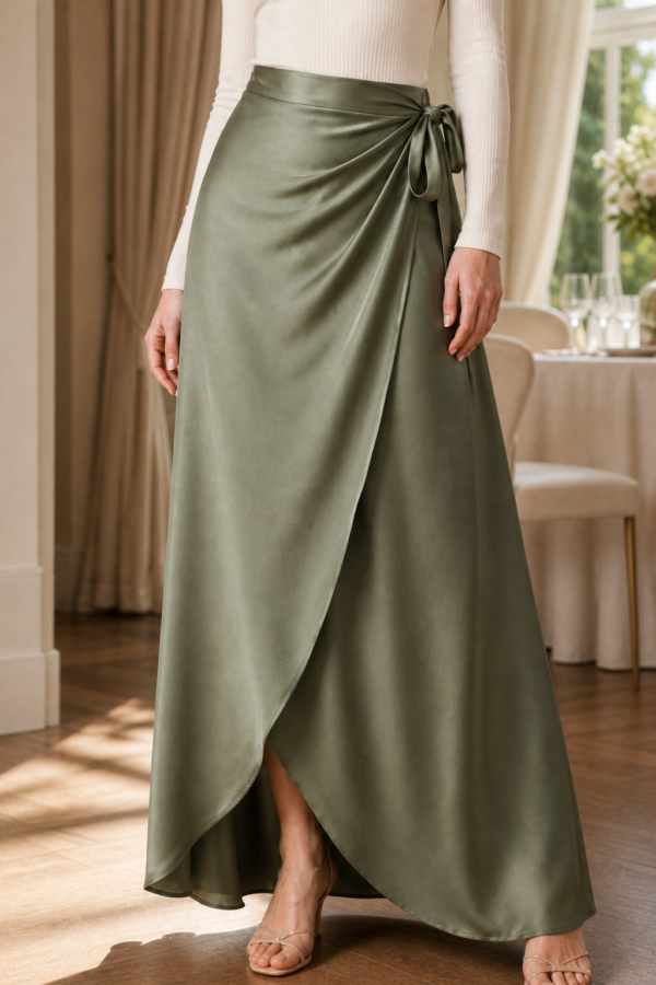 Sage 84 wrap skirt fabric detail